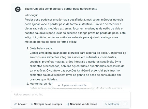 CopyAI - ideias de texto sobre perder peso